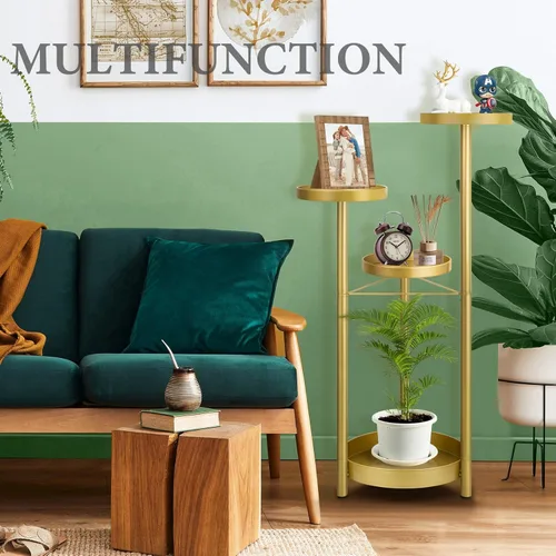 Vista 4 de Matekxy Soporte de metal para plantas para interiores y exteriores, con 4 soportes para macetas, estantes altos de esquina para plantas, estantes