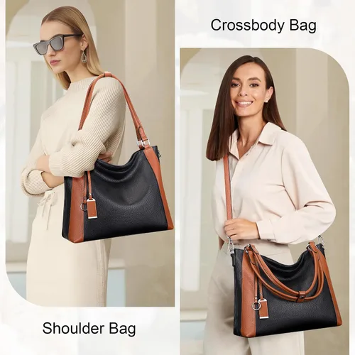 Vista 2 de Over Earth Genuine Leather Purses for Women Large Hobo Bags Lady Shoulder Handbags with Detachable Strap