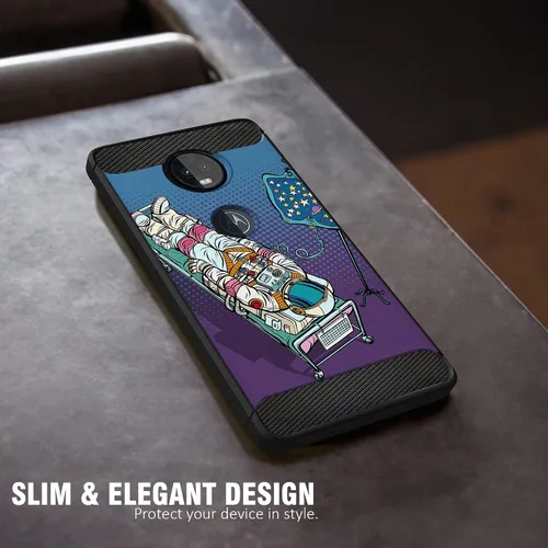 Vista 4 de CasesOnDeck - Funda compatible con Motorola Moto Z4 y Moto Z4 Play, diseño de TPU con patrón pictórico, flexible, delgada y elegante (astronauta)