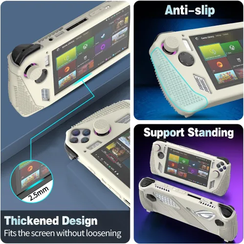 Vista 5 de Funda protectora para Rog Ally Stand, protector de accesorios de silicona, cubierta suave con 2 pares de tapas de agarre para el pulgar, soporte