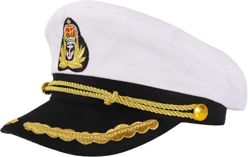 Vista 18 de Ibeauti Gorra unisex ajustable para adultos, disfraz de capitán Almirante, gorra de marinero para cosplay