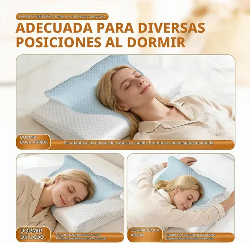 Vista 6 de Almohada cervical para el cuello para aliviar el dolor, almohada ergonómica para dormir de lado, almohada de apnea del sueño, almohada ortopédica