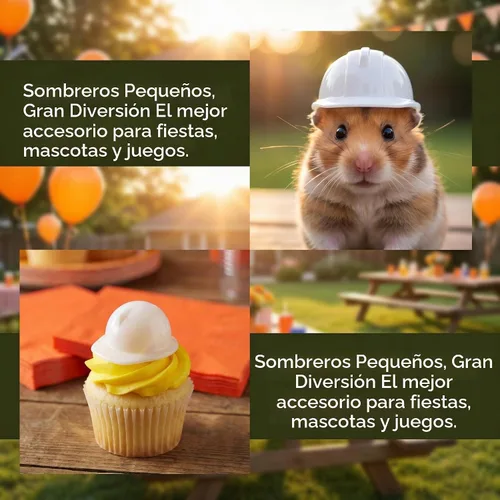 Vista 2 de ABOOFAN 10 cascos de pollo para mascotas, mini casco duro, mini sombrero de construcción y casco de seguridad en miniatura, pequeñas gorras