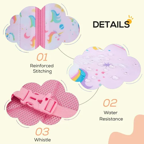 Vista 6 de mommore Mochila para niños con múltiples compartimentos, Unicornio, Mochilas de viaje