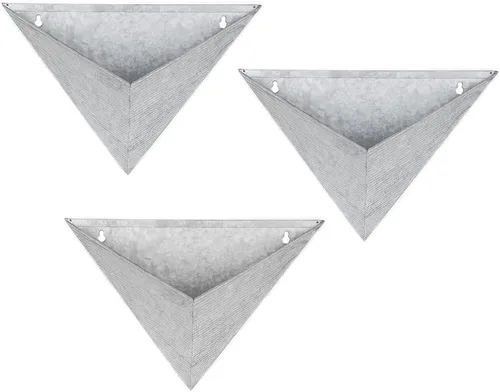 Vista 8 de Vandue Modern Home - Maceta triangular de acero galvanizado de acero galvanizado y zinc para suculentas/hierbas, recipiente para macetas