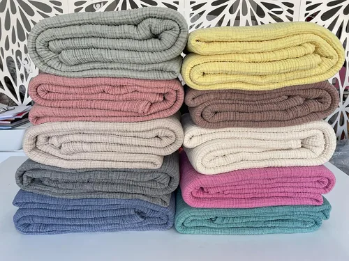 Vista 9 de Fundas de almohada 100% de muselina de algodón, 4 capas de algodón turco suave, solo fundas de almohada, no incluye manta ni colcha, color beige