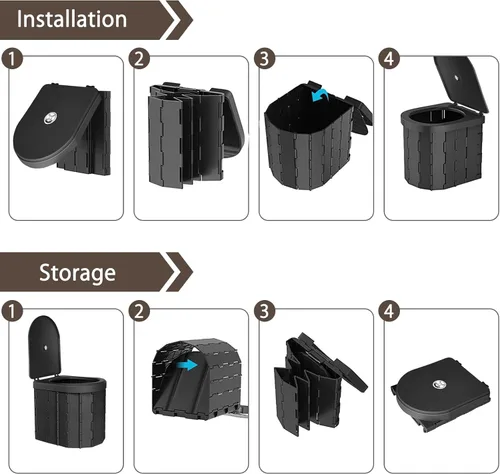 Vista 5 de Kit de inodoro portátil para acampar al aire libre para adultos, tienda de campaña desplegable para privacidad, inodoro plegable para campamento, 30