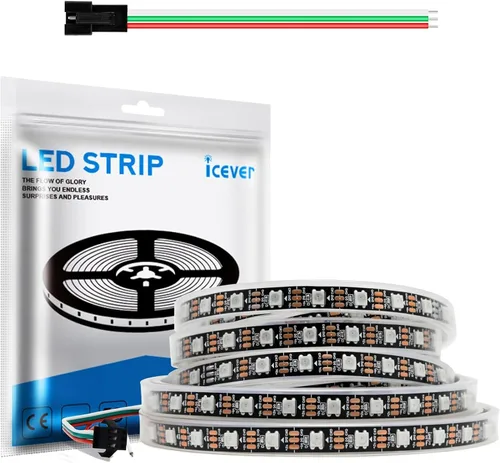Vista 14 de Tira de luces LED WS2812B de 16.4 pies, 5 V, 150 LED RGB IC 5050SMD direccionables individuales – PCB blanco flexible IP30-30LEDs/m MagicRGB Dream