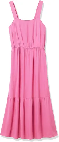Vista 6 de Tienda Essentials - Vestido midi de verano para mujer, de sarga, fluido, escalonado