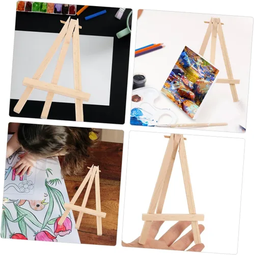 Vista 7 de 2 mini caballete de madera para exhibir trípodes plegables para tarjetas, fotos, coleccionables, caballete de mesa para clases de arte