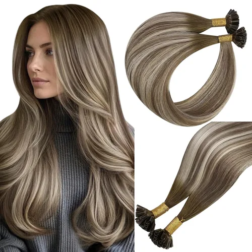 Vista 16 de Easyouth - Extensiones de cabello con alambre rubio, extensiones de cabello humano real, reflejos rubios ceniza, extensión de cabello rubio con hilo