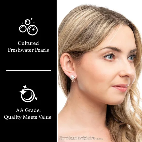 Vista 2 de Splendid Pearl Pendientes de plata de ley 925 con clip francés Omega 0.512in perlas cultivadas de agua dulce