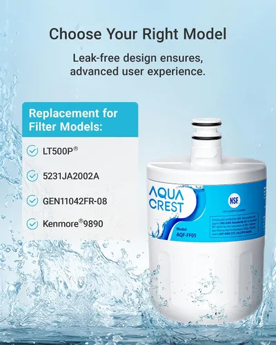 Vista 2 de AQUA CREST Filtro de agua para refrigerador 5231JA2002A, repuesto para LG LT500P, GEN11042FR-08, ADQ72910911, ADQ72910901, ADQ72910907, Kenmore