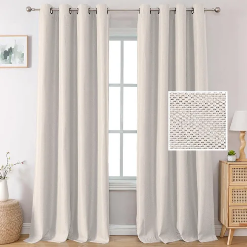 Vista 24 de H.VERSAILTEX Cortinas opacas de lino de 45 pulgadas de largo para dormitorio/sala de estar con aislamiento térmico con ojales, cortinas de lino