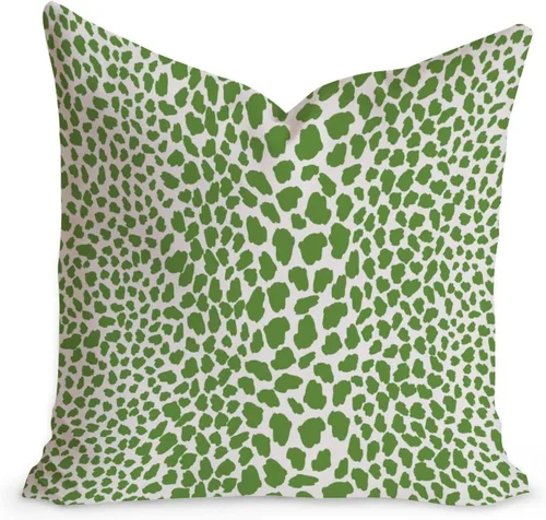 Vista 18 de Funda de cojín decorativa con estampado de guepardo verde peridoto para sofá, funda de almohada verde crema con estampado de leopardo con A-16