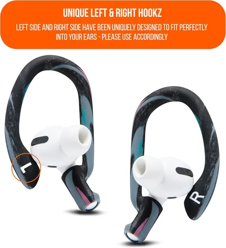 Vista 6 de WC HookZ - Ganchos sobre la oreja patentados y mejorados para AirPods Pro 1, 2 y AirPods 1, 2 y 3 - Incluye dos pares de tamaños en el paquete
