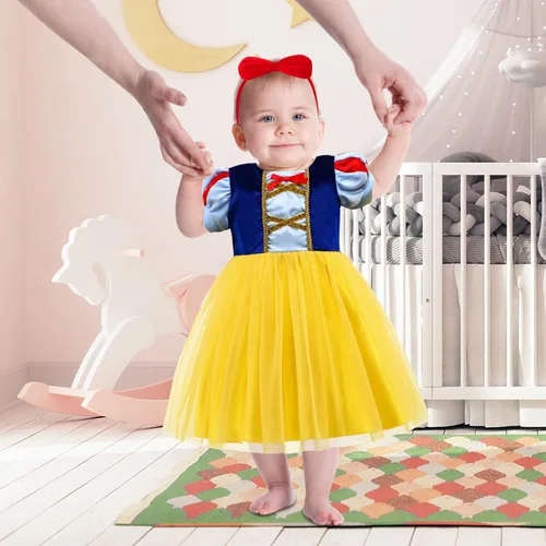 Vista 6 de Princess Snow White Costumes for Toddler Girls,Princess Snow White Dress for Kids,Birthday Halloween Party Dress Up