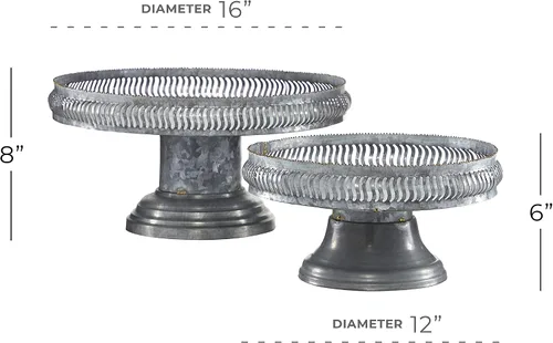 Vista 9 de Deco 79 Soporte de metal galvanizado para tartas, juego de 2 12", 16"W, gris