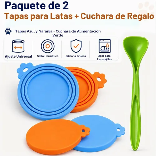 Vista 8 de Tapas para latas de comida para perros y latas de comida para gatos, paquete de 2, fundas de silicona para latas de alimentos húmedos, se adapta a