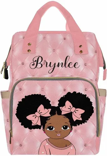 Vista 43 de Newcos Bolsa de pañales personalizada con estampado de corona con nombre personalizado de África negra para mujer, bolsa de pañales de viaje casual