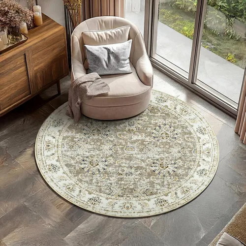 Vista 158 de jinchan Fiora - Alfombra lavable de área pequeña, alfombra de entrada floral de medio círculo de 2 x 3, tapete de media luna de pelo bajo, suave