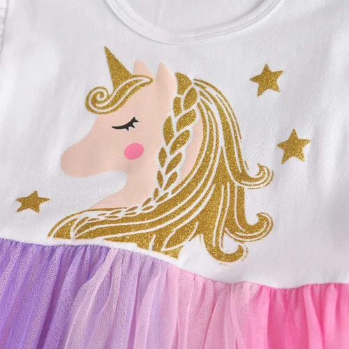 Vista 3 de DXTON Vestidos de verano de manga corta para niña, tutú para fiesta, boda, cumpleaños