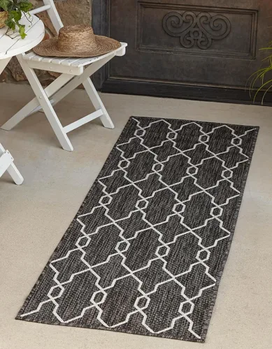 Vista 27 de Unique Loom Outdoor Trellis Collection - Alfombra de área con diseño de enrejado (2 x 6 pies 1 pulgada, azul/marfil)