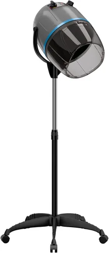 Vista 10 de Secador de pelo profesional de 1300W ajustable con capucha, de pie, base giratoria, con ruedas, para salón. Negro