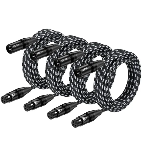 Vista 10 de EBXYA Paquete de 4 cables XLR de 6 pies, cable de micrófono XLR trenzado de alta calidad macho a hembra, 3 pines, cables de micrófono equilibrados