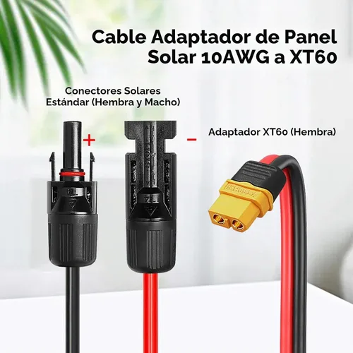 Vista 2 de MOOKEERF Cable de extensión solar a XT60 10AWG 3FT conector solar a XT60 Cable adaptador para panel solar a estación de energía portátil Generador