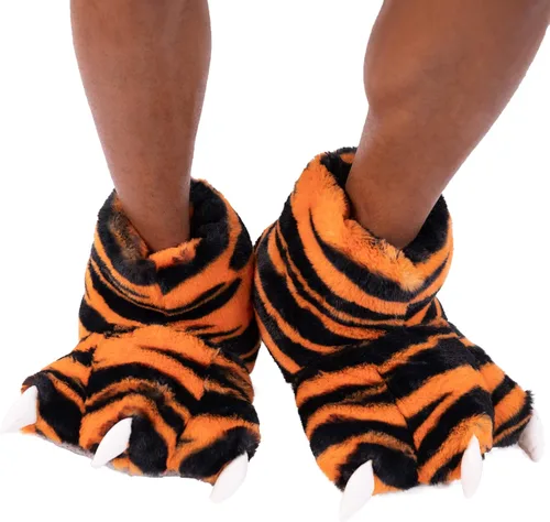 Vista 2 de Lazy One - Pantuflas con diseño de garra de animal para niños y adultos, disfraz divertido para niños, cálidas pantuflas peludas