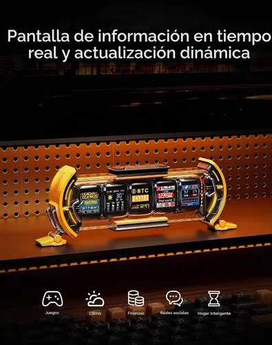 Vista 4 de Divoom Times Gate - Reloj digital de configuración de juegos cyberpunk con control inteligente de aplicación, conexión WiFi, pantalla LED RGB, panel
