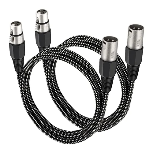 Vista 26 de Cable XLR de 3 pies/2 unidades, cable de micrófono Nylong trenzado equilibrado XLR macho a hembra, cables de conexión de micrófono de alta