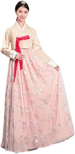 Vista 6 de Vestido Hanbok coreano tradicional coreano, ropa tradicional coreana, trajes nacionales coreanos Azul y verde