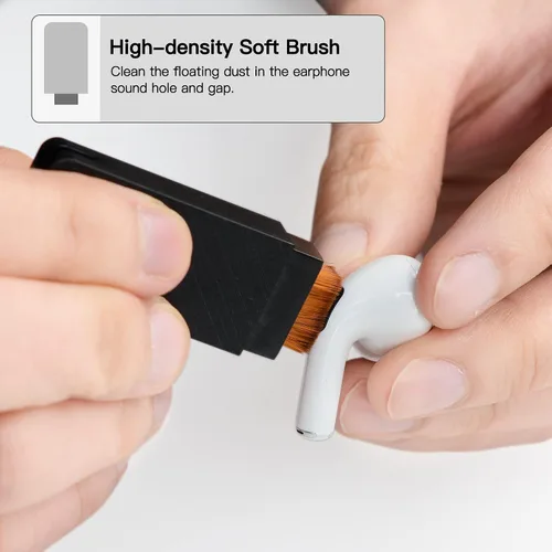 Vista 6 de PZOZ Kit de limpieza de teléfono celular para AirPods Pro/Pro 2nd/iPhone, accesorios de herramienta de limpieza 3 en 1 para auriculares, lente iPad