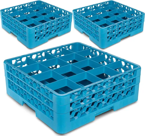 Vista 2 de Carlisle FoodService Products RG16-214 FBA_RG16214 Estante de vidrio con 16 compartimentos con 2 extensores, 7.12 pulgadas, azul