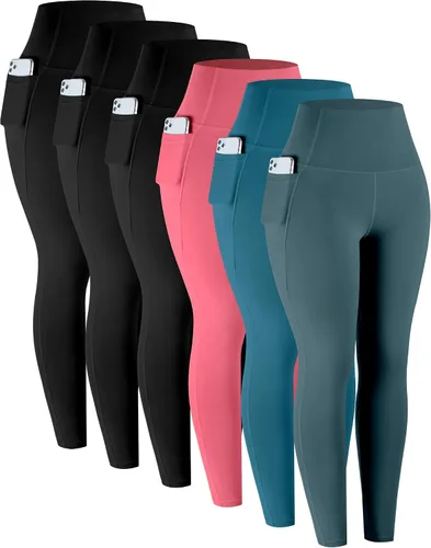 Vista 17 de LZYVOO - Leggings con bolsillos para mujer, 6 paquetes, pantalones de yoga de cintura alta suaves con control de abdomen para entrenamiento
