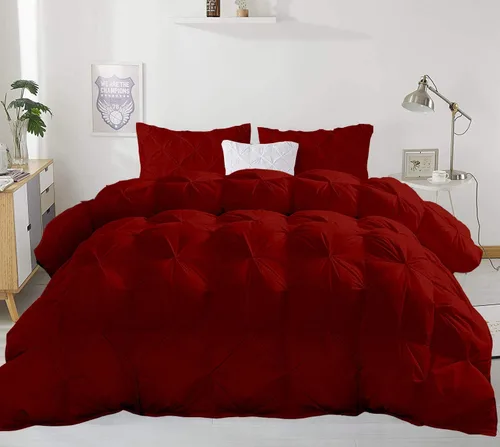 Vista 23 de Juego de edredón plisado para todas las estaciones, 21.16 oz/m², 3 piezas (edredón + 2 fundas de almohada), relleno de edredón de algodón egipcio