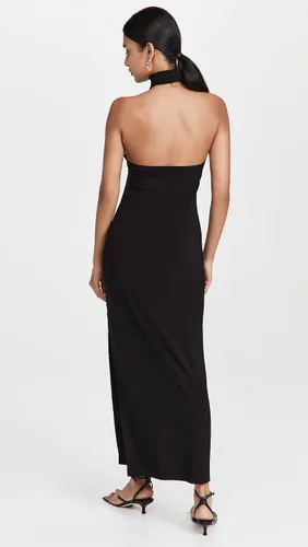 Vista 3 de Norma Kamali Vestido halter con abertura lateral de tortuga para mujer