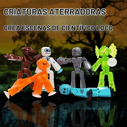 Vista 5 de Zing Stikbot Monster Werewolf & Cyborg Pack, Juego de 6 figuras de acción coleccionables de monstruos Stikbot, animación Stop Motion, ideal