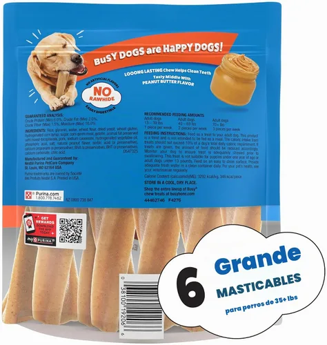 Vista 10 de Purina Busy Bone - Golosinas masticables para perros adultos, mantequilla de maní, bolsa de 6