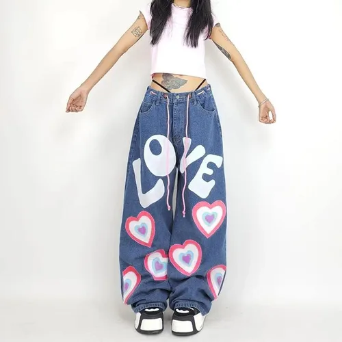Vista 2 de Lokkcy Pantalones de mezclilla de cintura baja para mujer Y2K, pantalones cargo largos de pierna recta con bolsillos, jeans holgados casuales Y2K