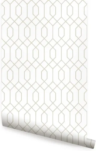 Vista 7 de Simple Shapes Papel tapiz geométrico hexagonal gris claro, despegar y pegar, 2 x 9 pies, individual