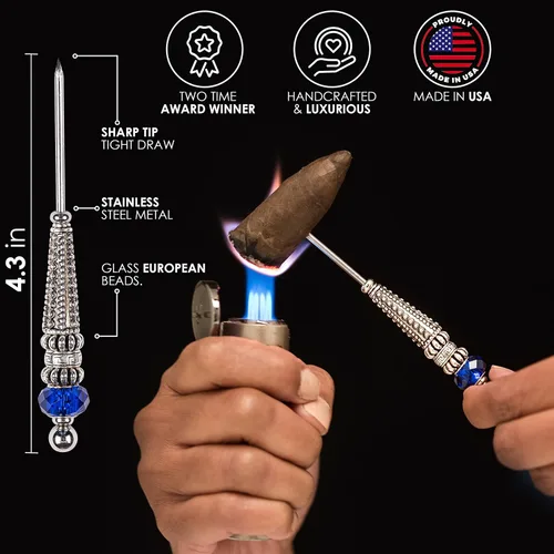 Vista 2 de Lujo cigarro (cono azul) póker y puros Nubber, joyería de puros de púa accesorio para el elegante fumador de cigarros (azul)
