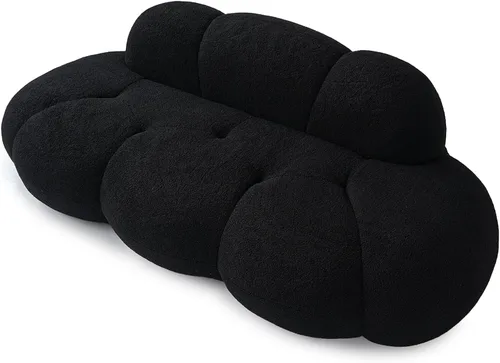 Vista 7 de JACH Sofá de nube de 3 plazas para sala de estar, moderno sofá tapizado de sherpa, sofá de ocio minimalista, cómodo sofá nube para apartamento