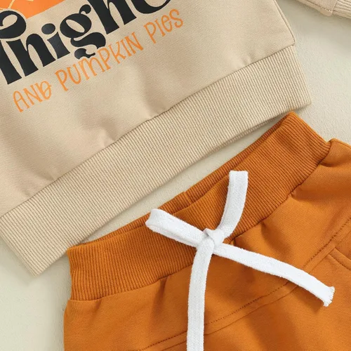 Vista 6 de Lesimsam Conjunto de 2 piezas de sudadera con cuello redondo y pantalones deportivos para niños pequeños, para el otoño e invierno
