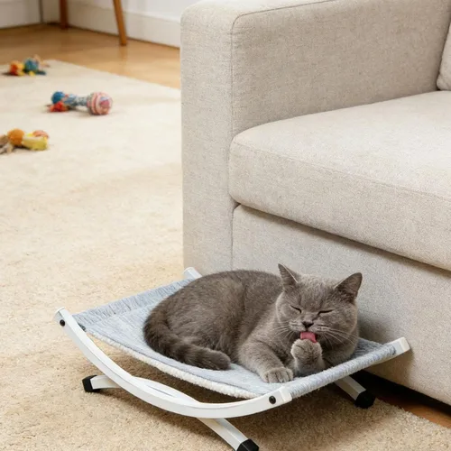 Vista 2 de Cama elevada para interiores y exteriores, hamaca elevada para mascotas, moderna y elegante cama elevada para gatos, tumbona para cachorros para uso