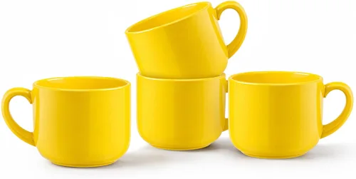 Vista 8 de Omniware Teaz Cafe - Taza jumbo de 24 onzas, color negro, juego de 4