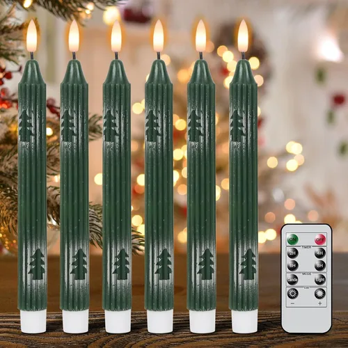 Vista 20 de Wondise Velas Cónicas Sin Llama con Control Remoto Temporizador, Candelabros Rojos Cerosos Reales a Batería Velas LED de Mecha 3D para Decoración
