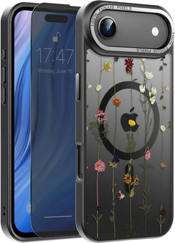 Vista 104 de Goodon para iPhone 15 Pro Max con protector de pantalla de privacidad, compatible con Magsafe, funda translúcida mate a prueba de golpes - Linda